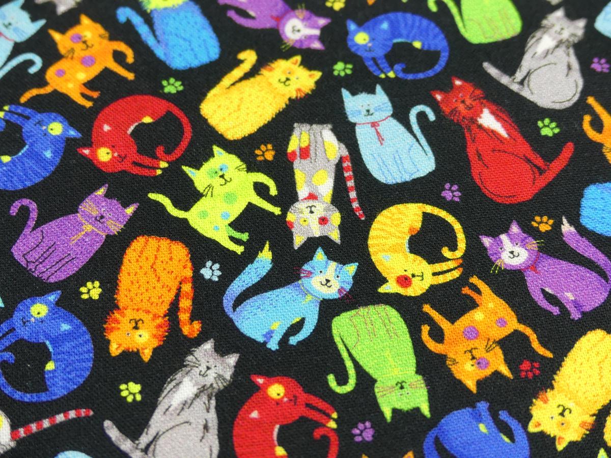 Patchworkstoff mini bunte Katzen Details